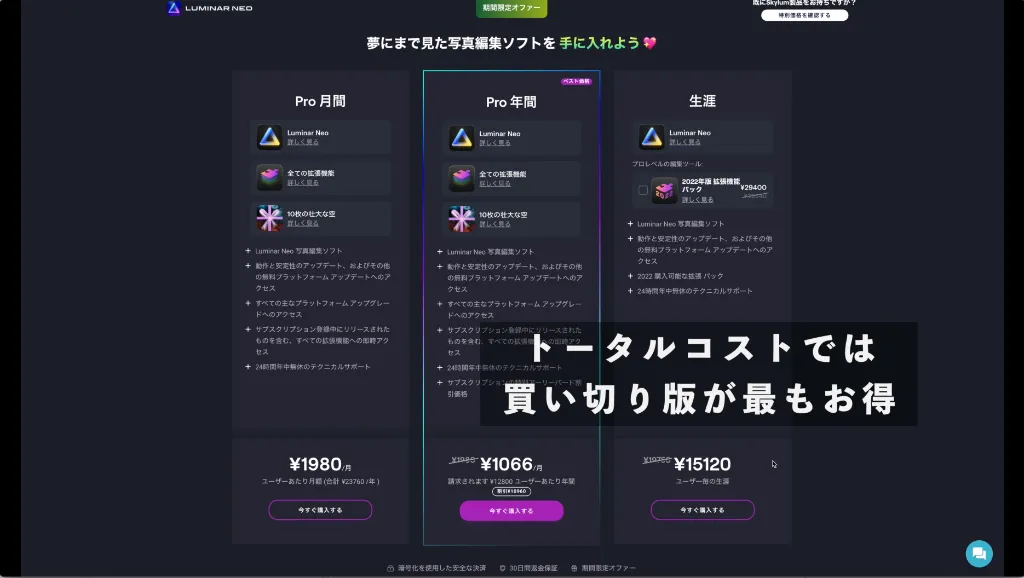 Luminar neo購入方法_買い切り版推奨